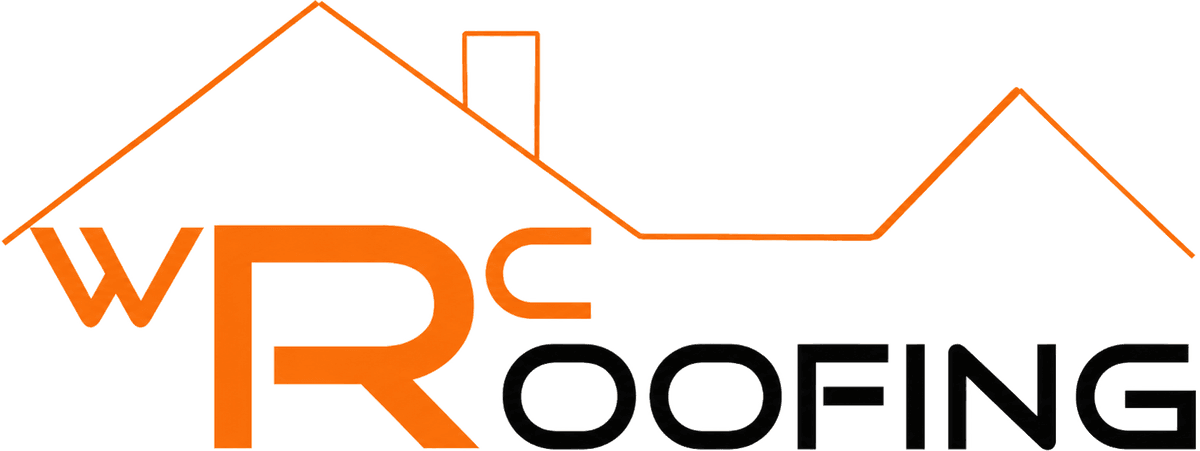 WRC Roofing logo with an orange roofline outline